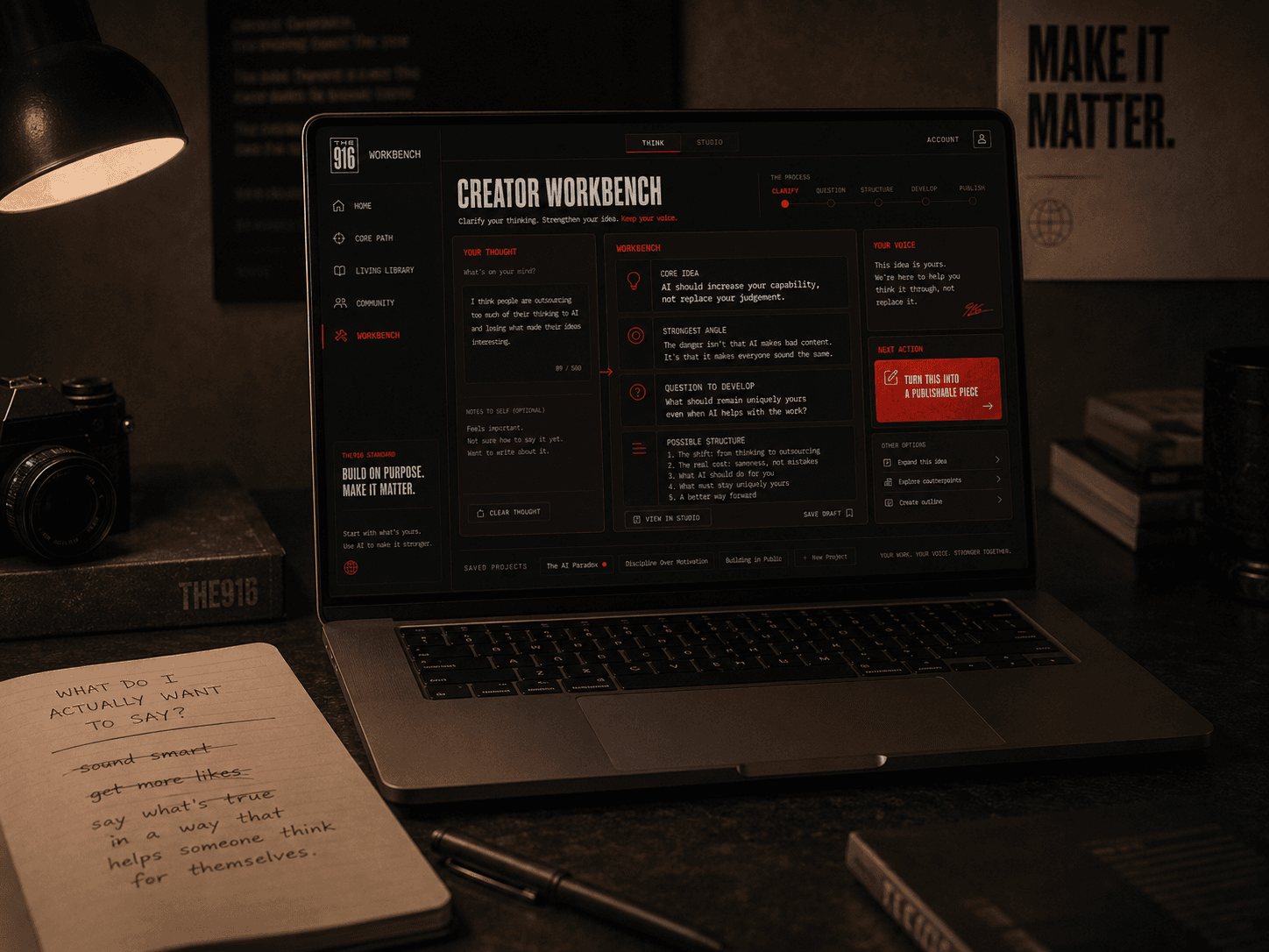Creator Workbench shown as part of a real creative process.